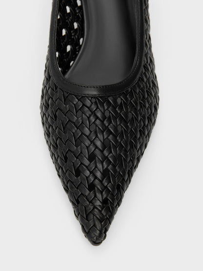 CHARLES & KEITH Exclusive | Woven Pointed Stiletto Pumps - Black
