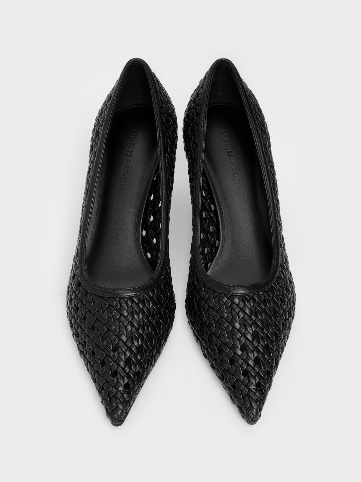 CHARLES & KEITH Exclusive | Woven Pointed Stiletto Pumps - Black