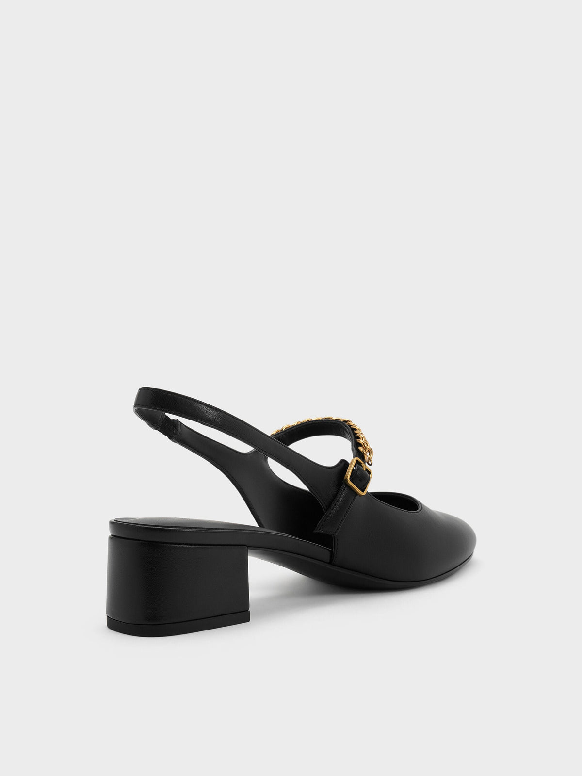 CHARLES & KEITH Everyday | Double-Chain Charm Mary Jane Slingback Pumps - Black