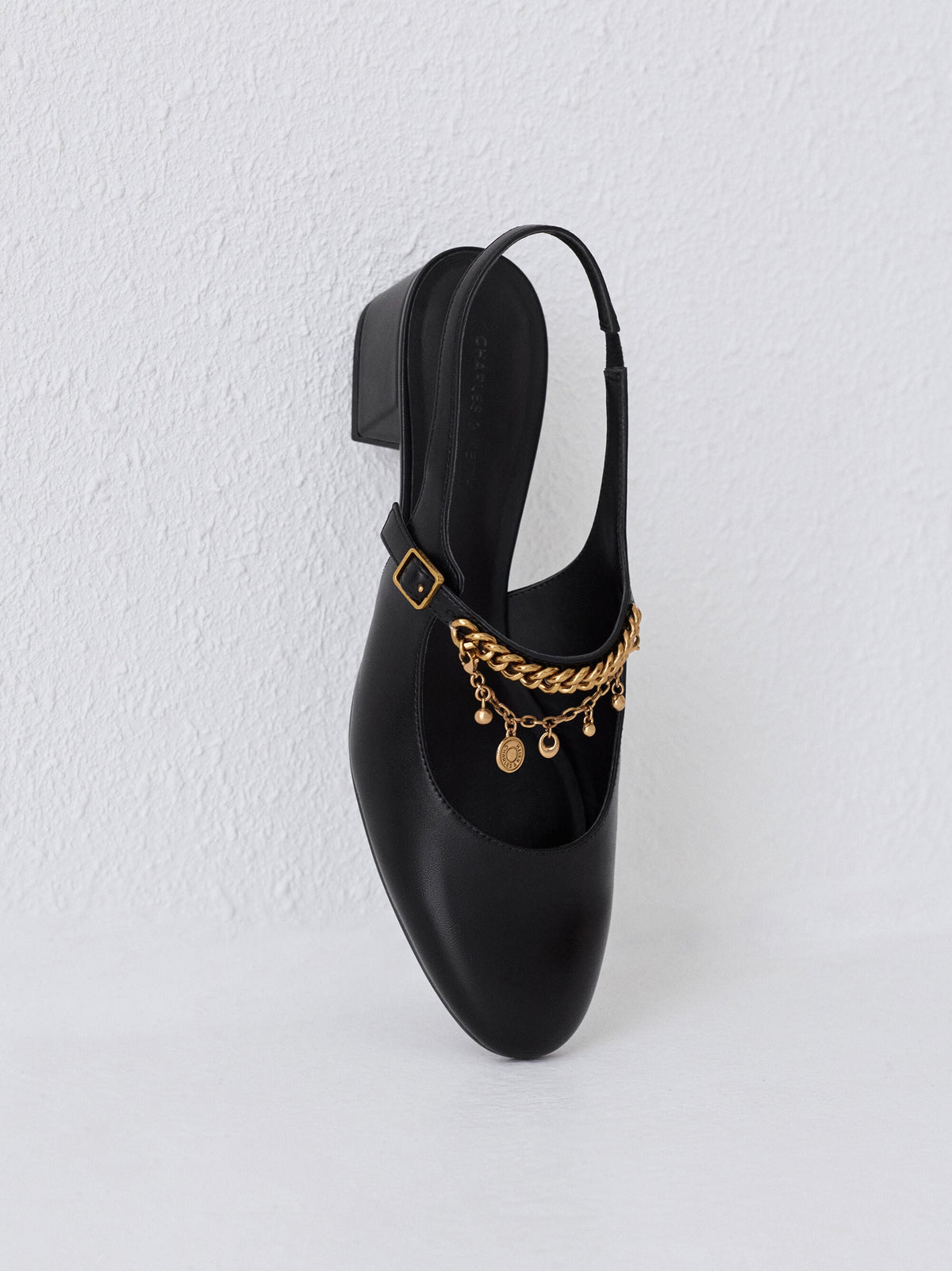 CHARLES & KEITH Everyday | Double-Chain Charm Mary Jane Slingback Pumps - Black