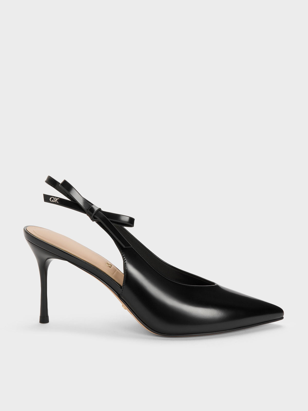 CHARLES & KEITH Sale | Anastasia Leather Slingback Pumps - Black Box