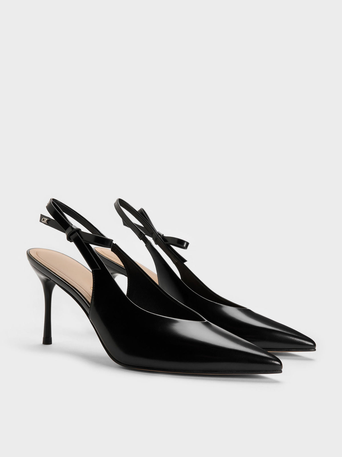 CHARLES & KEITH Sale | Anastasia Leather Slingback Pumps - Black Box