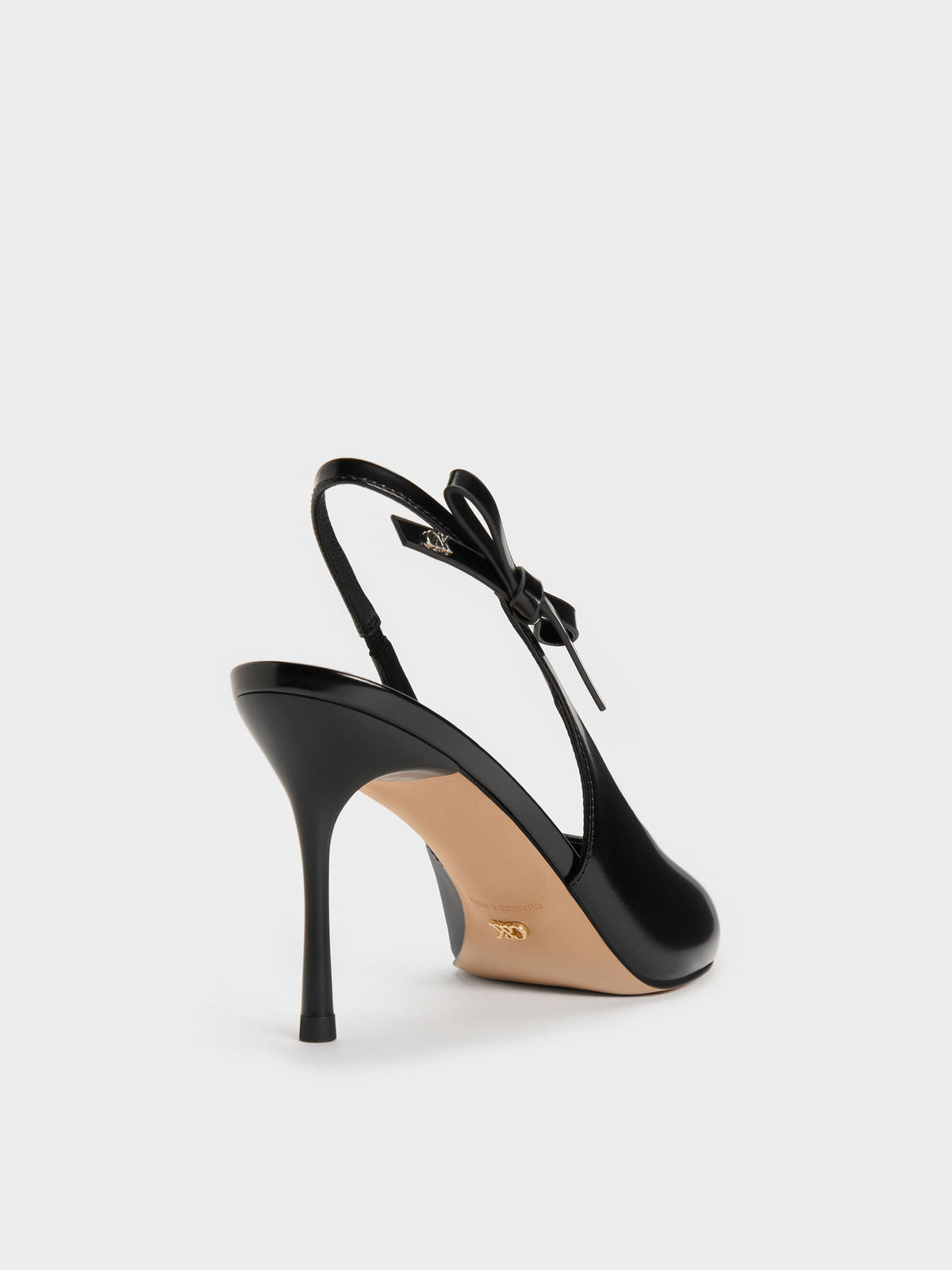 CHARLES & KEITH Sale | Anastasia Leather Slingback Pumps - Black Box