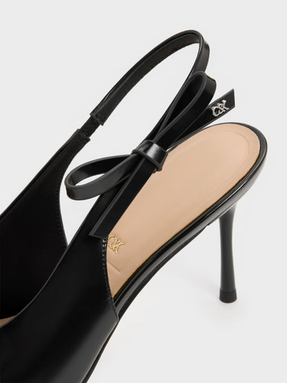 CHARLES & KEITH Sale | Anastasia Leather Slingback Pumps - Black Box