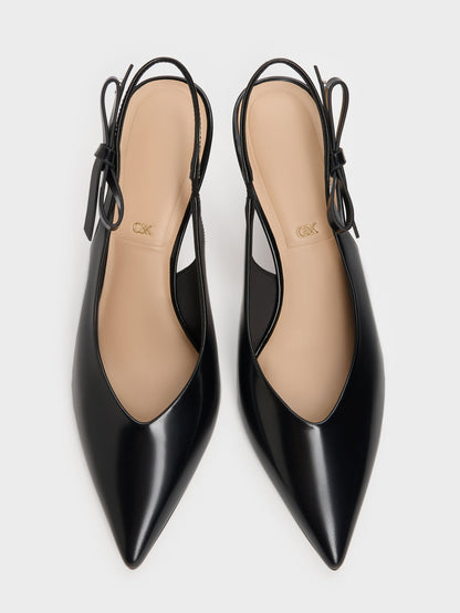 CHARLES & KEITH Sale | Anastasia Leather Slingback Pumps - Black Box