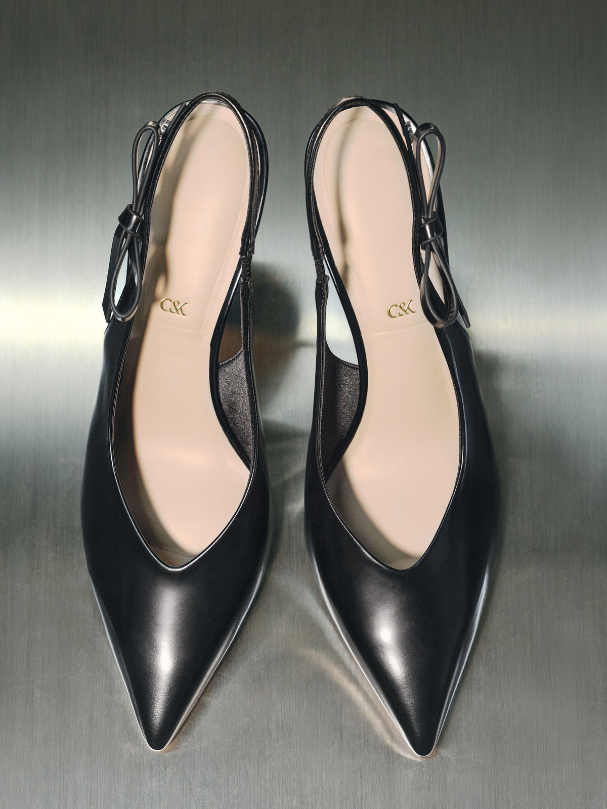 CHARLES & KEITH Sale | Anastasia Leather Slingback Pumps - Black Box