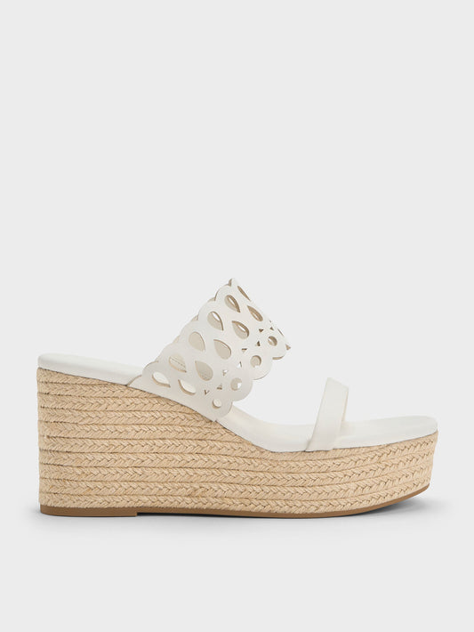 CHARLES & KEITH Best Price | Cut-Out Espadrille Wedges - White