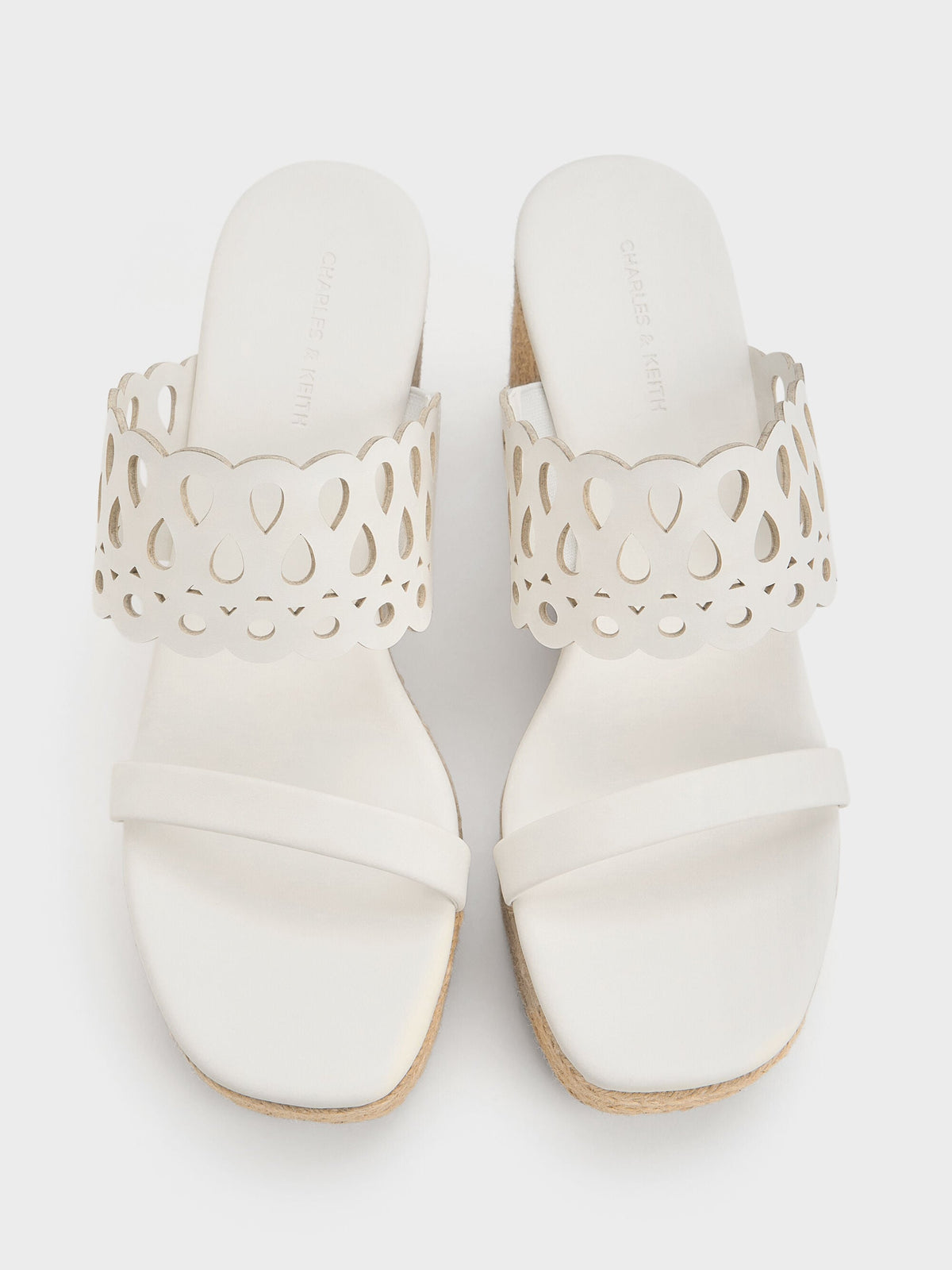 CHARLES & KEITH Best Price | Cut-Out Espadrille Wedges - White