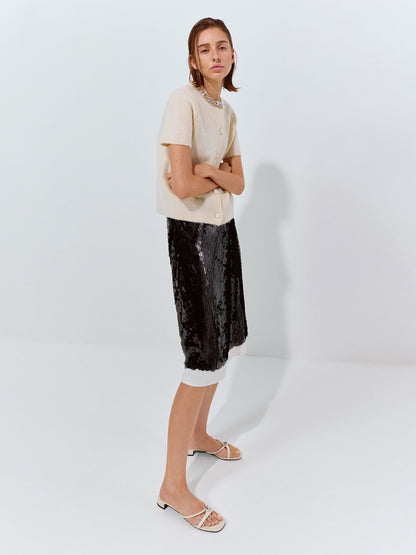CHARLES & KEITH Trusted | Georgie Linen Metal-Ball Heeled Mules - Chalk