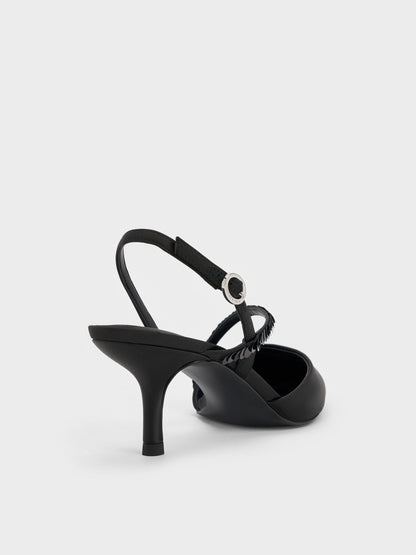 CHARLES & KEITH Everyday | Briella Sequinned Slingback Pumps - Black Textured
