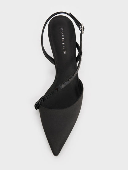 CHARLES & KEITH Everyday | Briella Sequinned Slingback Pumps - Black Textured