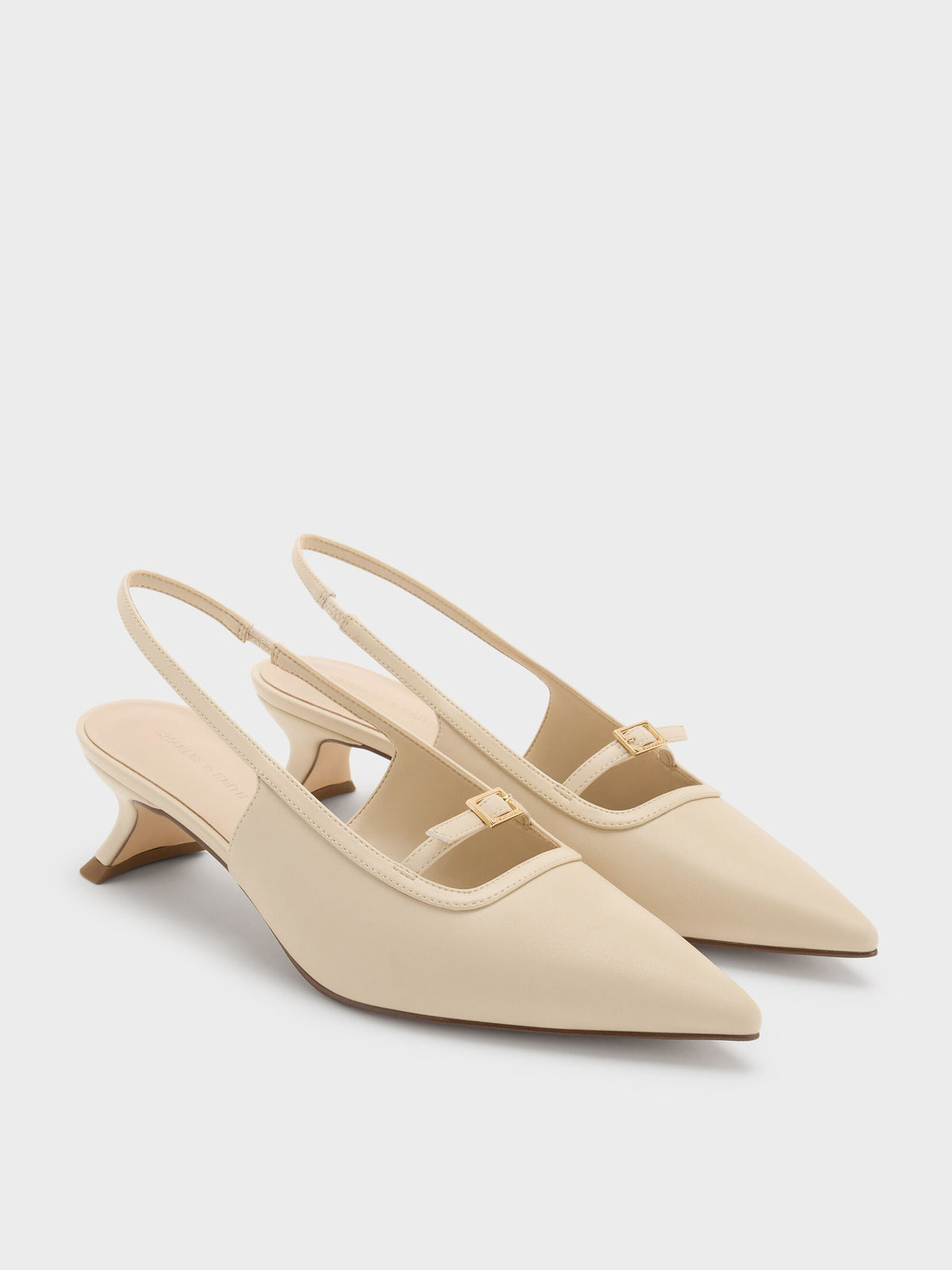 CHARLES & KEITH Best Seller | Buckle-Strap Slingback Pumps - Beige