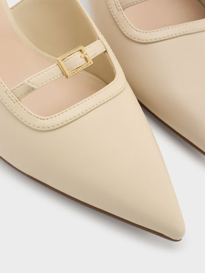 CHARLES & KEITH Best Seller | Buckle-Strap Slingback Pumps - Beige