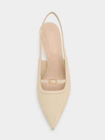 CHARLES & KEITH Best Seller | Buckle-Strap Slingback Pumps - Beige