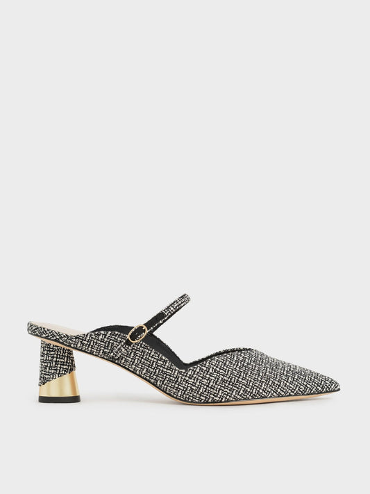 CHARLES & KEITH Latest | Cammie Tweed Metallic-Heel Mules - Multi