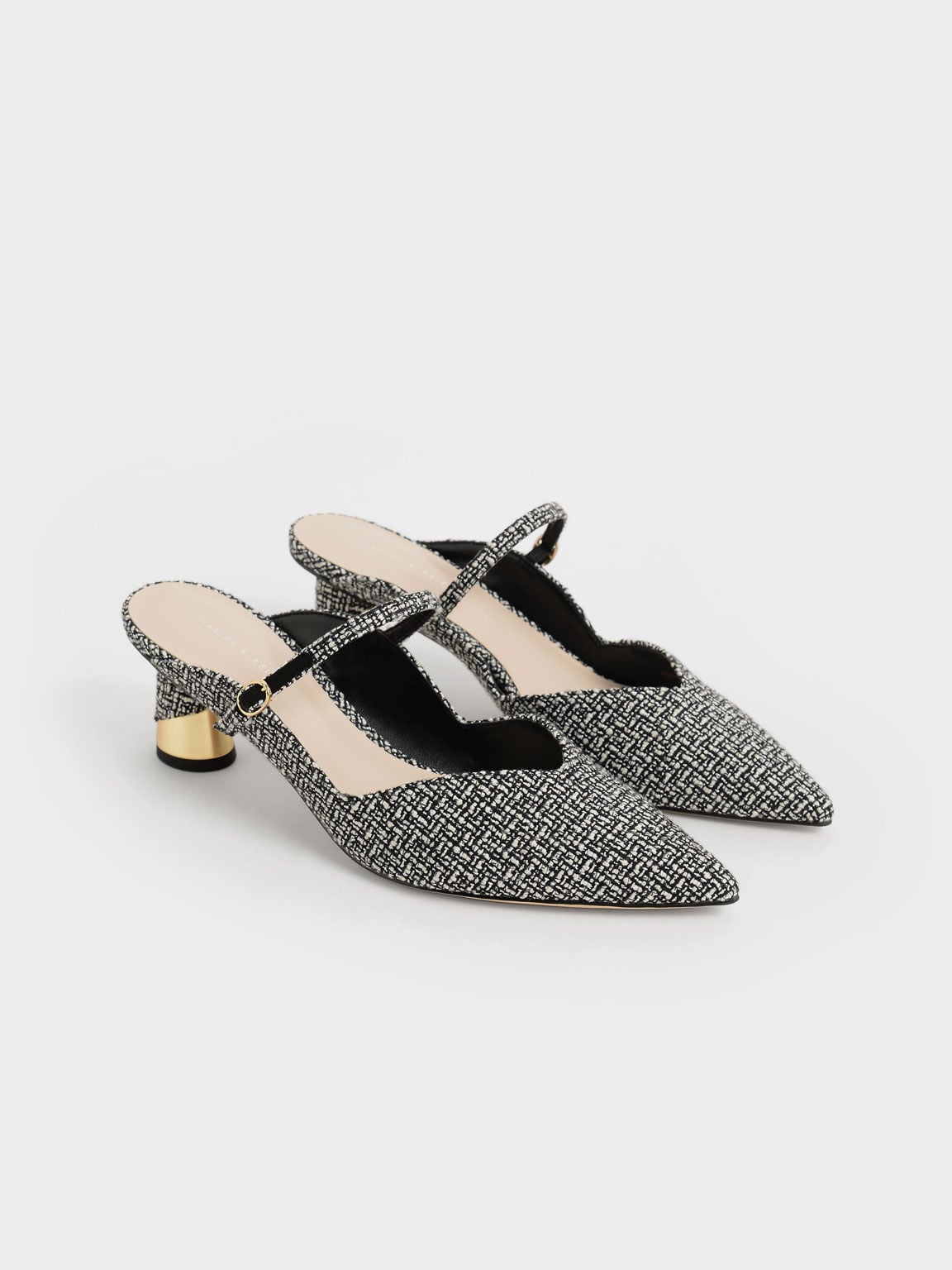 CHARLES & KEITH Latest | Cammie Tweed Metallic-Heel Mules - Multi