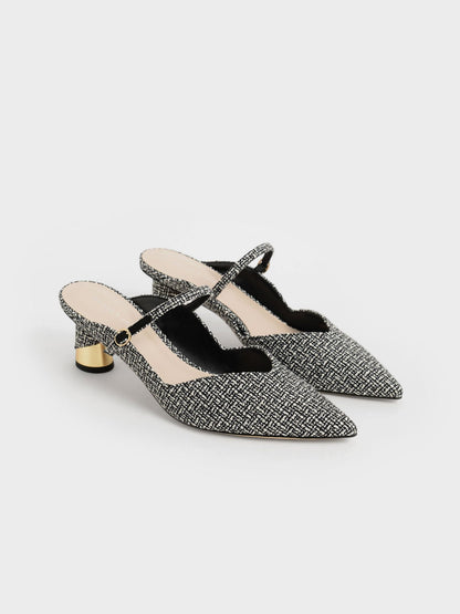 CHARLES & KEITH Latest | Cammie Tweed Metallic-Heel Mules - Multi