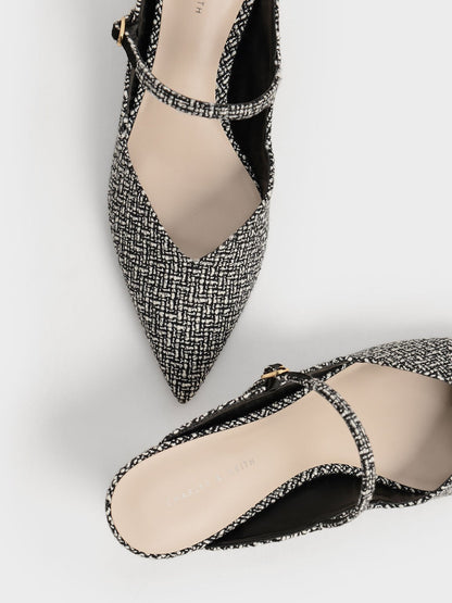 CHARLES & KEITH Latest | Cammie Tweed Metallic-Heel Mules - Multi