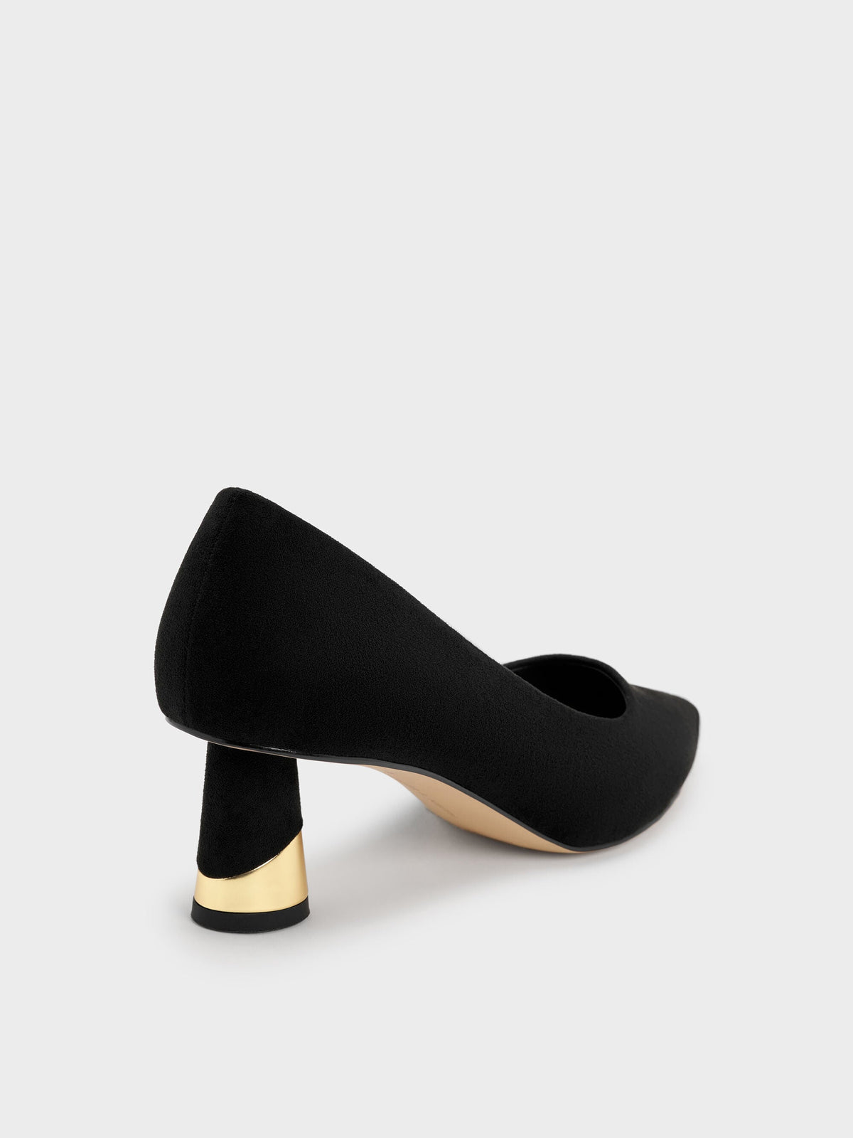 CHARLES & KEITH Special Offer | Cammie Faux Suede Metallic-Heel Pumps - Black Textured