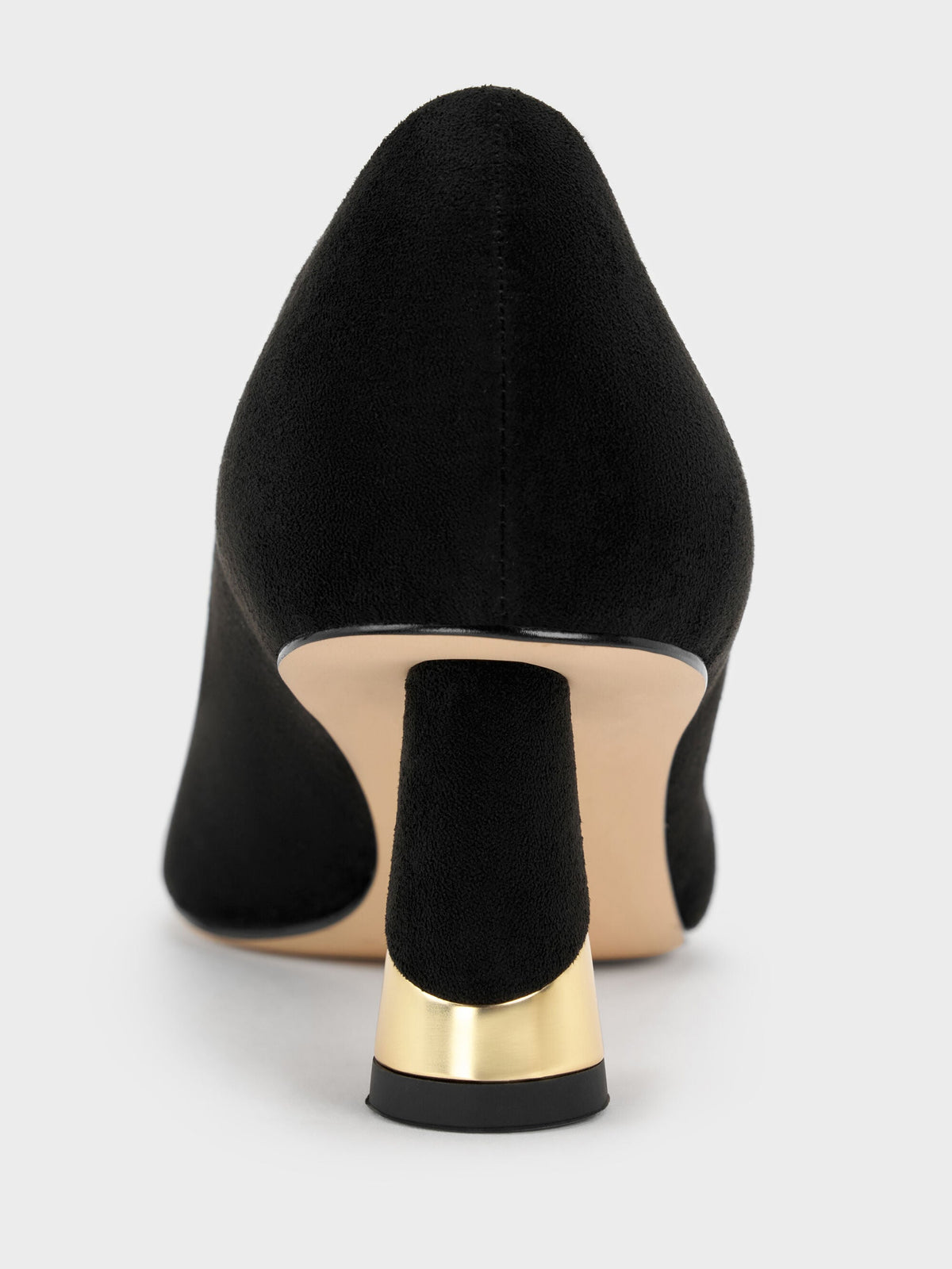 CHARLES & KEITH Special Offer | Cammie Faux Suede Metallic-Heel Pumps - Black Textured