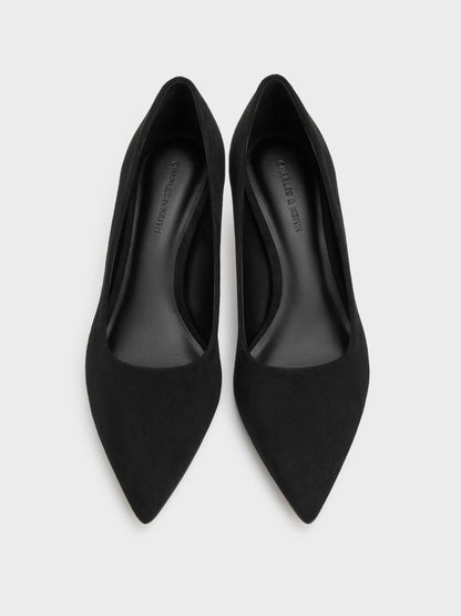 CHARLES & KEITH Special Offer | Cammie Faux Suede Metallic-Heel Pumps - Black Textured