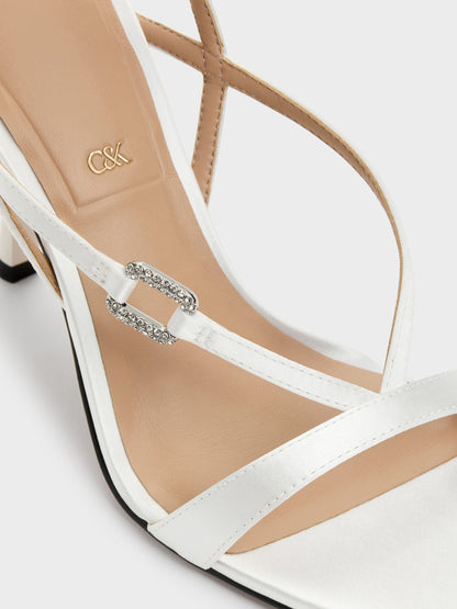 CHARLES & KEITH Special Offer | Crystal-Buckle Ankle-Strap Heels - White