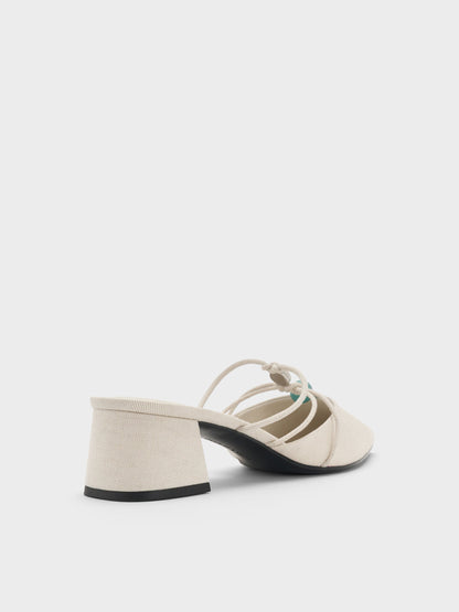 CHARLES & KEITH Discount | Georgie Linen Bead Pointed Mules - Chalk