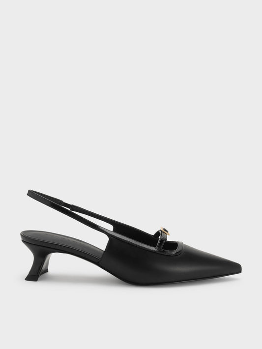 CHARLES & KEITH Quality | Buckle-Strap Slingback Pumps - Black