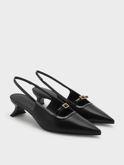 CHARLES & KEITH Quality | Buckle-Strap Slingback Pumps - Black