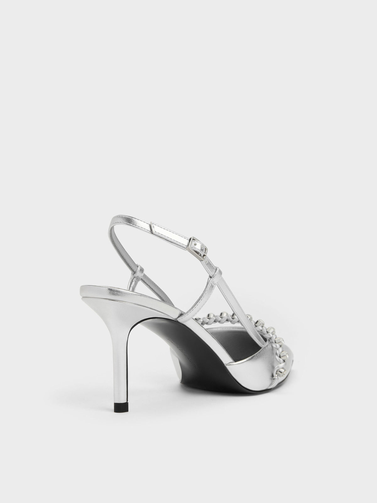 CHARLES & KEITH Trusted | Metallic Crystal Slingback Pumps - Silver