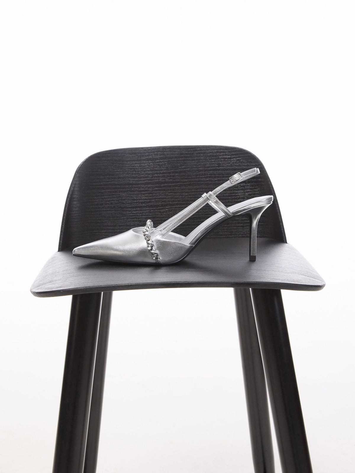 CHARLES & KEITH Trusted | Metallic Crystal Slingback Pumps - Silver