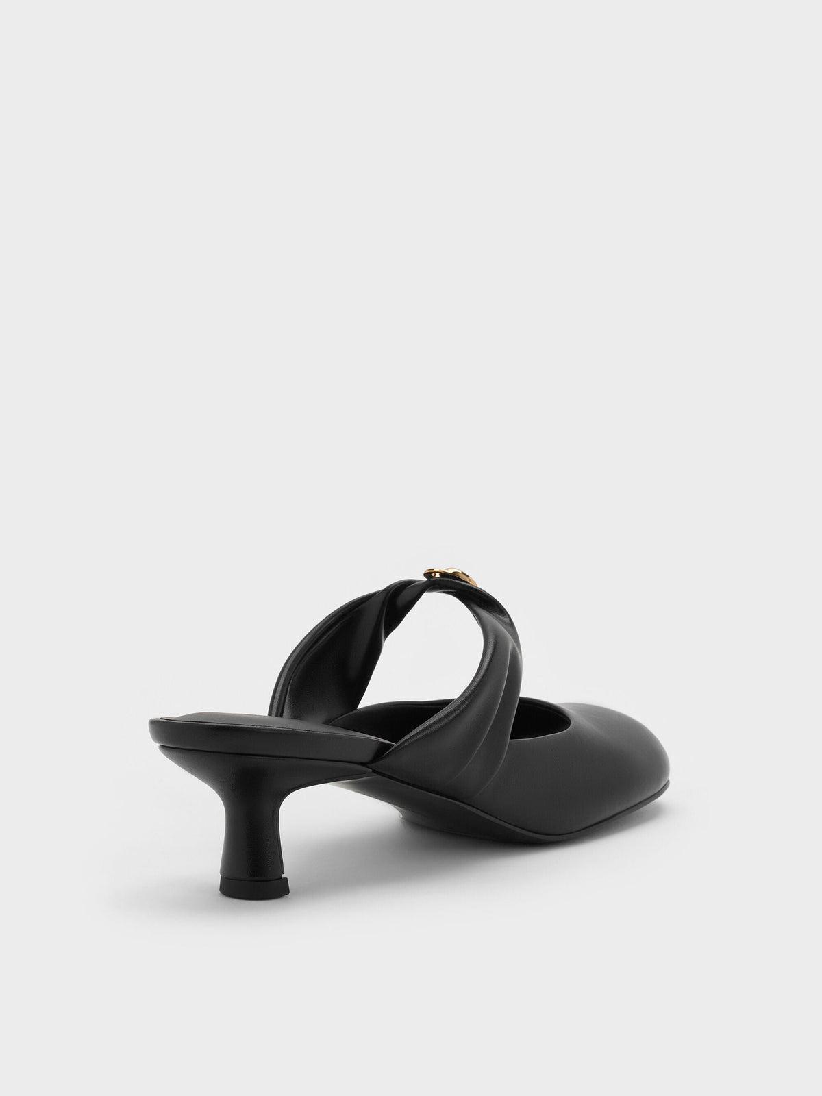 CHARLES & KEITH Latest | Metallic-Accent Twisted-Strap Heeled Mules - Black