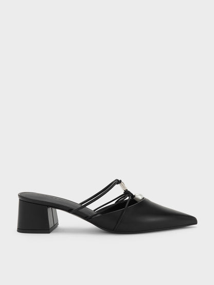 CHARLES & KEITH Popular | Georgie Bead Pointed Mules - Black