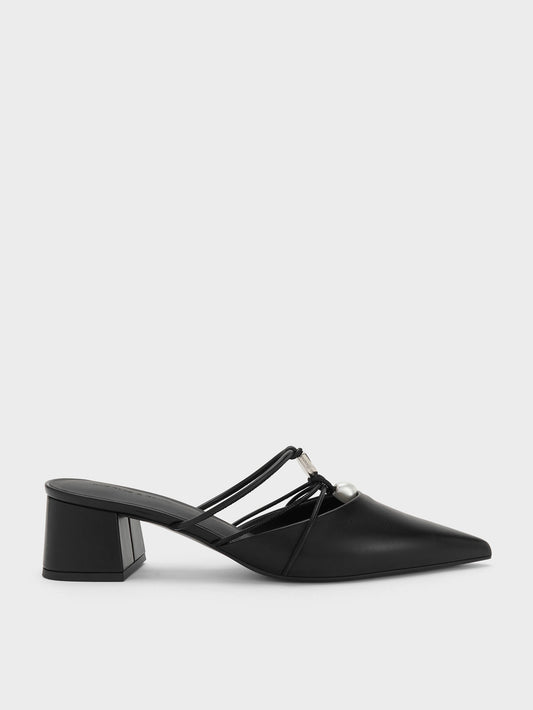 CHARLES & KEITH Popular | Georgie Bead Pointed Mules - Black