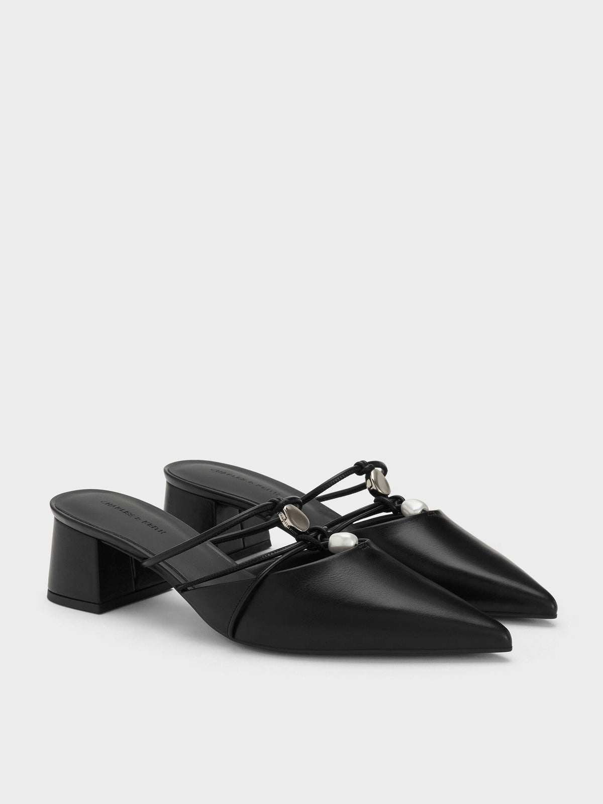 CHARLES & KEITH Popular | Georgie Bead Pointed Mules - Black