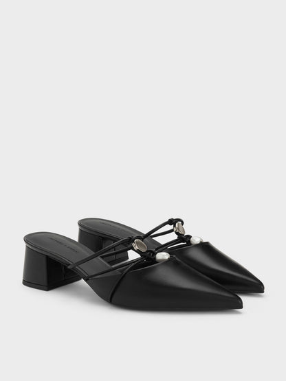 CHARLES & KEITH Popular | Georgie Bead Pointed Mules - Black