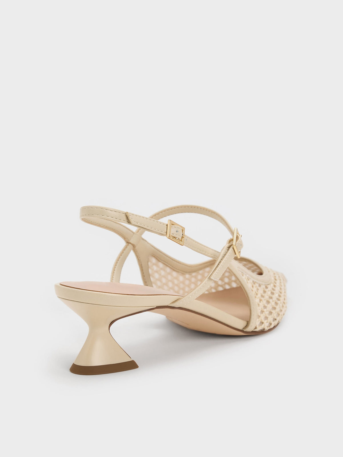 CHARLES & KEITH Deals | Raffia Sculptural-Heel Slingback Pumps - Beige