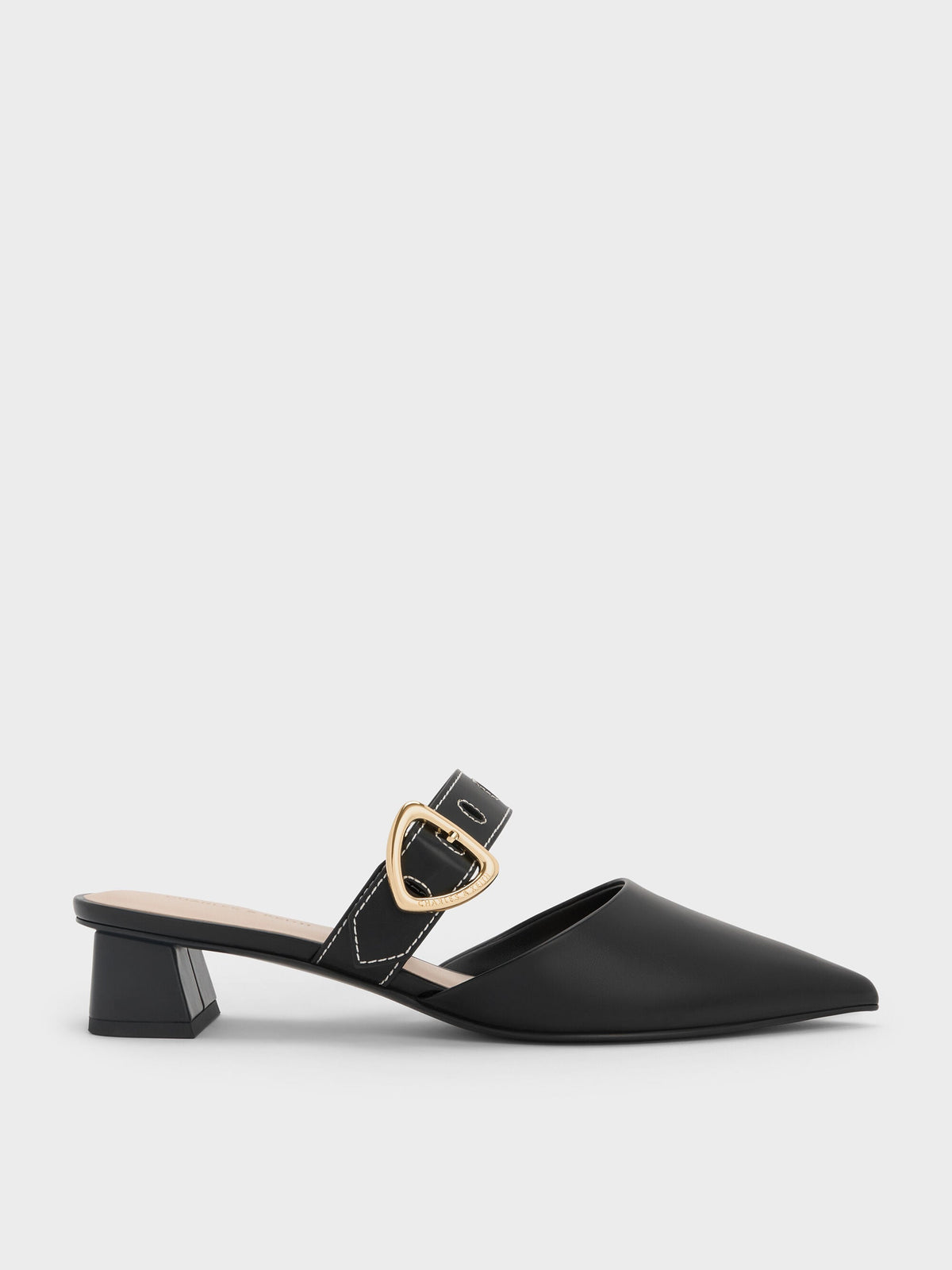CHARLES & KEITH Latest | Sepphe Buckle-Strap Heeled Mules - Black