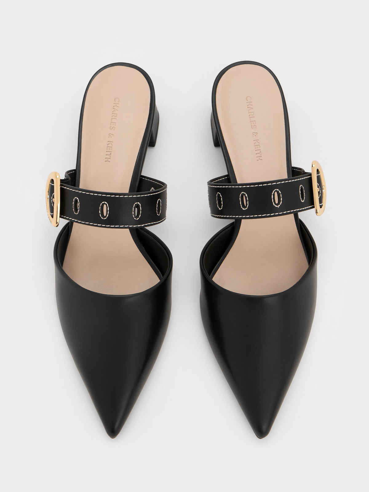 CHARLES & KEITH Latest | Sepphe Buckle-Strap Heeled Mules - Black