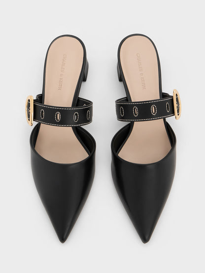 CHARLES & KEITH Latest | Sepphe Buckle-Strap Heeled Mules - Black