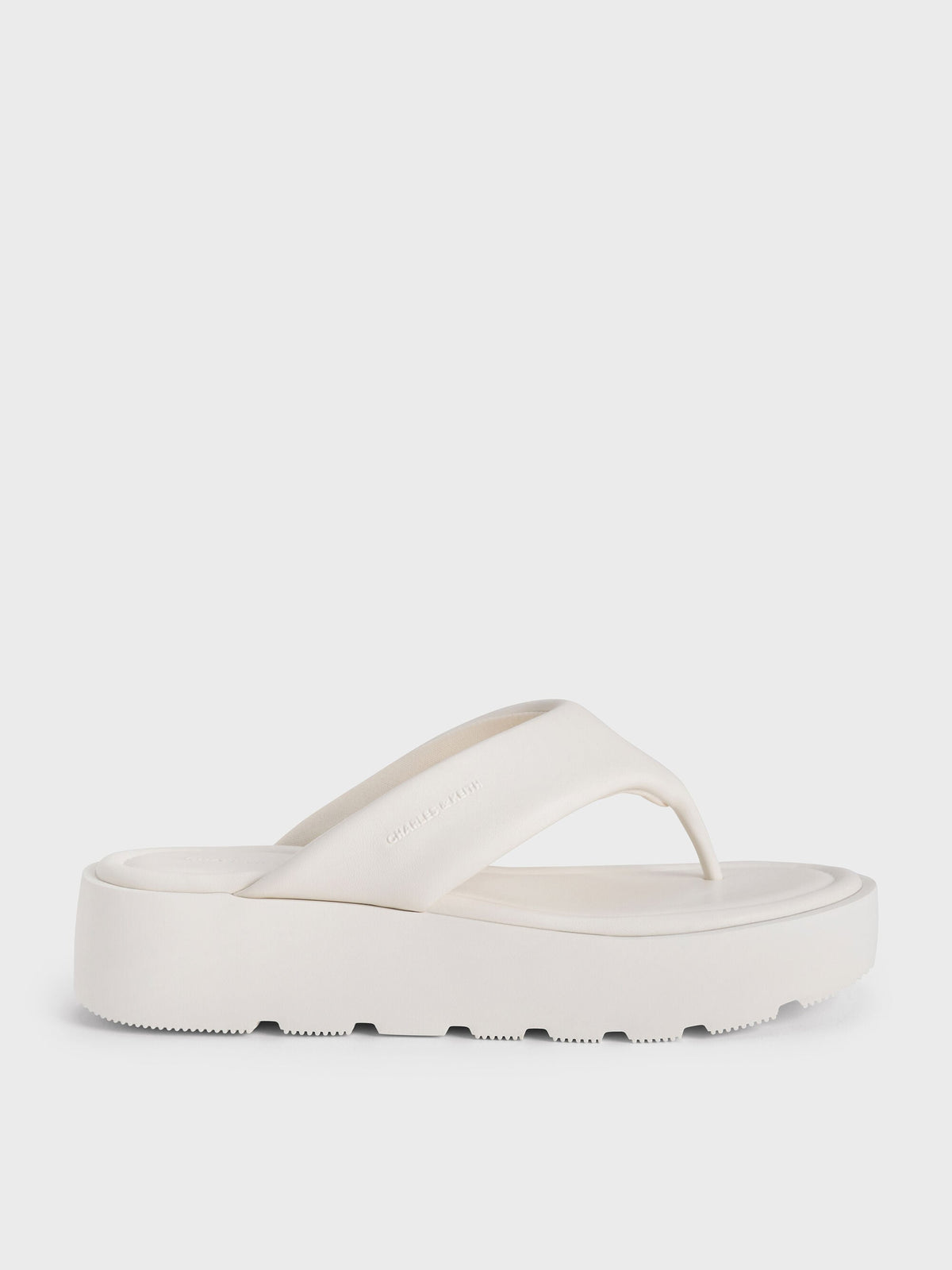 CHARLES & KEITH Customer Favorite | V-Strap Flatform Thong Sandals - White