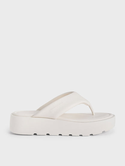 CHARLES & KEITH Customer Favorite | V-Strap Flatform Thong Sandals - White