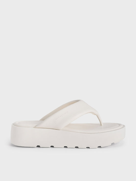 CHARLES & KEITH Customer Favorite | V-Strap Flatform Thong Sandals - White