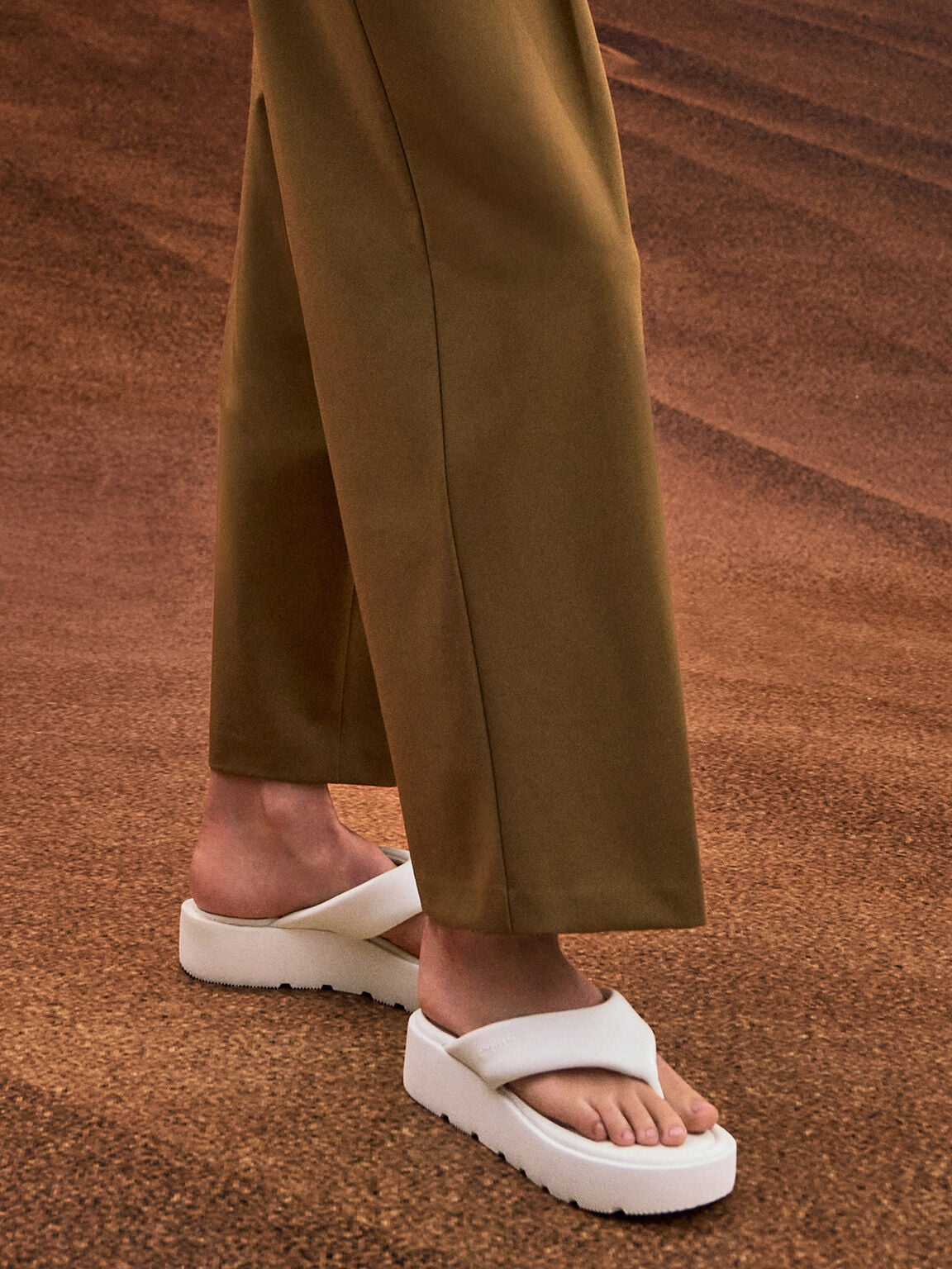 CHARLES & KEITH Customer Favorite | V-Strap Flatform Thong Sandals - White