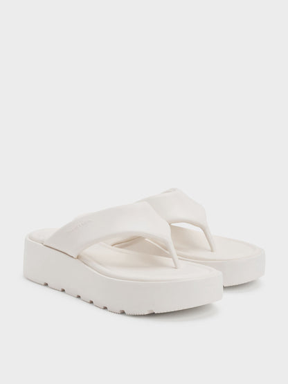 CHARLES & KEITH Customer Favorite | V-Strap Flatform Thong Sandals - White