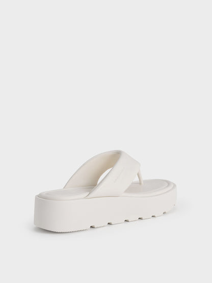 CHARLES & KEITH Customer Favorite | V-Strap Flatform Thong Sandals - White