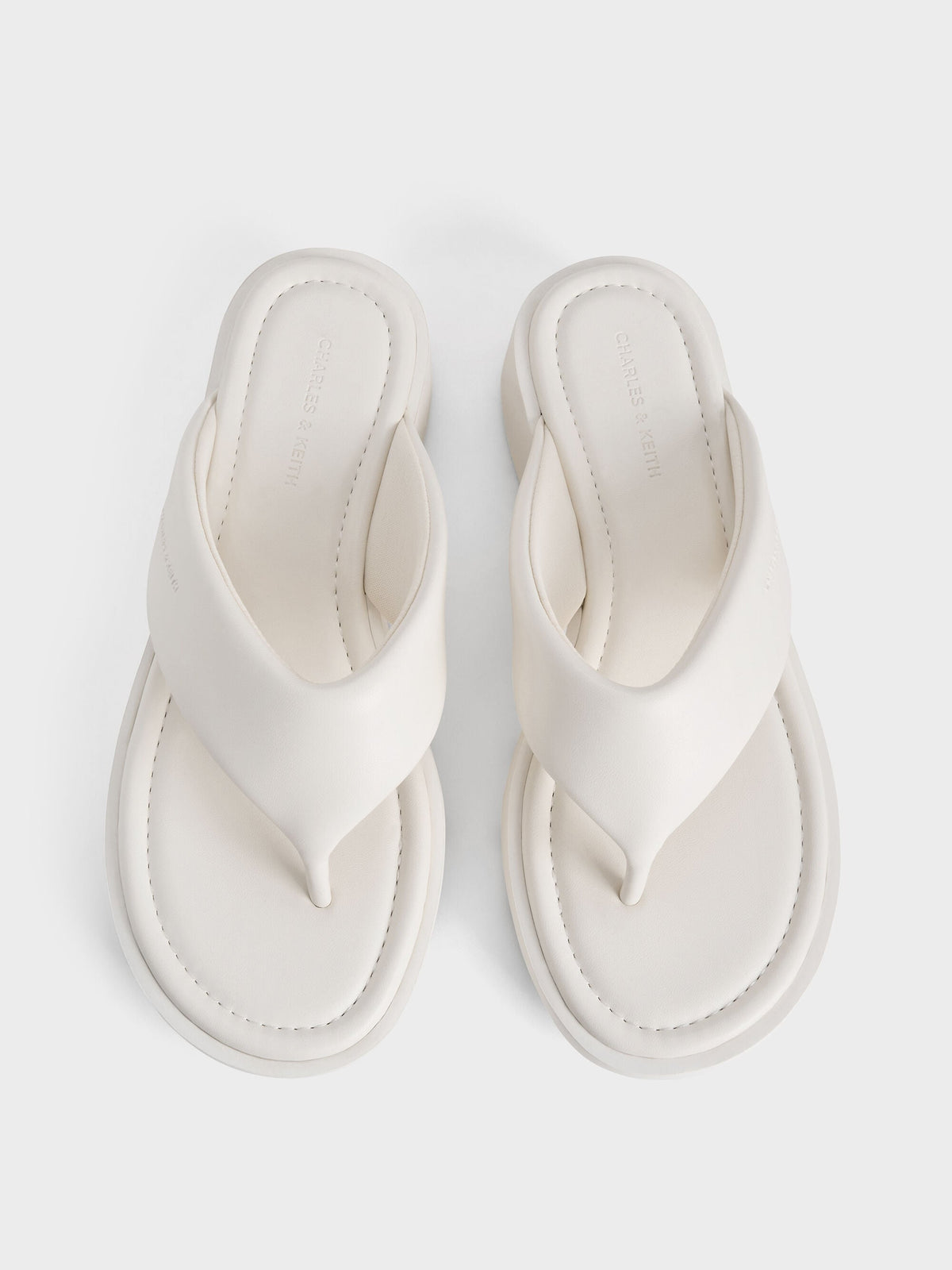 CHARLES & KEITH Customer Favorite | V-Strap Flatform Thong Sandals - White