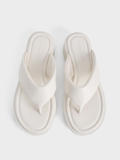 CHARLES & KEITH Customer Favorite | V-Strap Flatform Thong Sandals - White