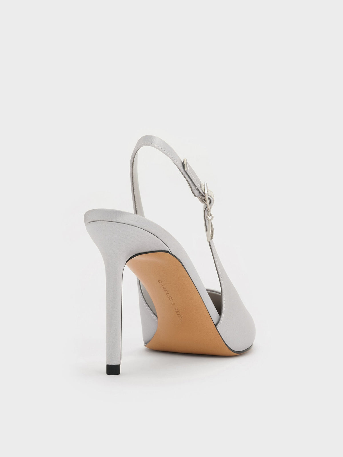 CHARLES & KEITH Signature | Teardrop-Crystal Pointed Slingback Pumps - Silver