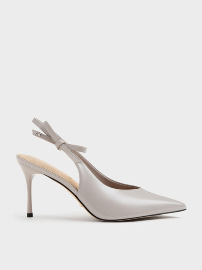 CHARLES & KEITH Hot Sale | Anastasia Leather Slingback Pumps - Grey
